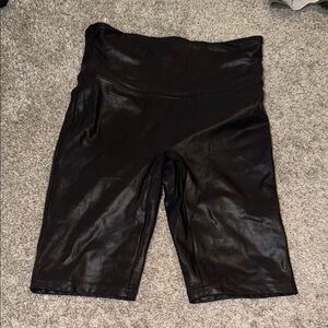 SPANX Black Faux Leather Shorts